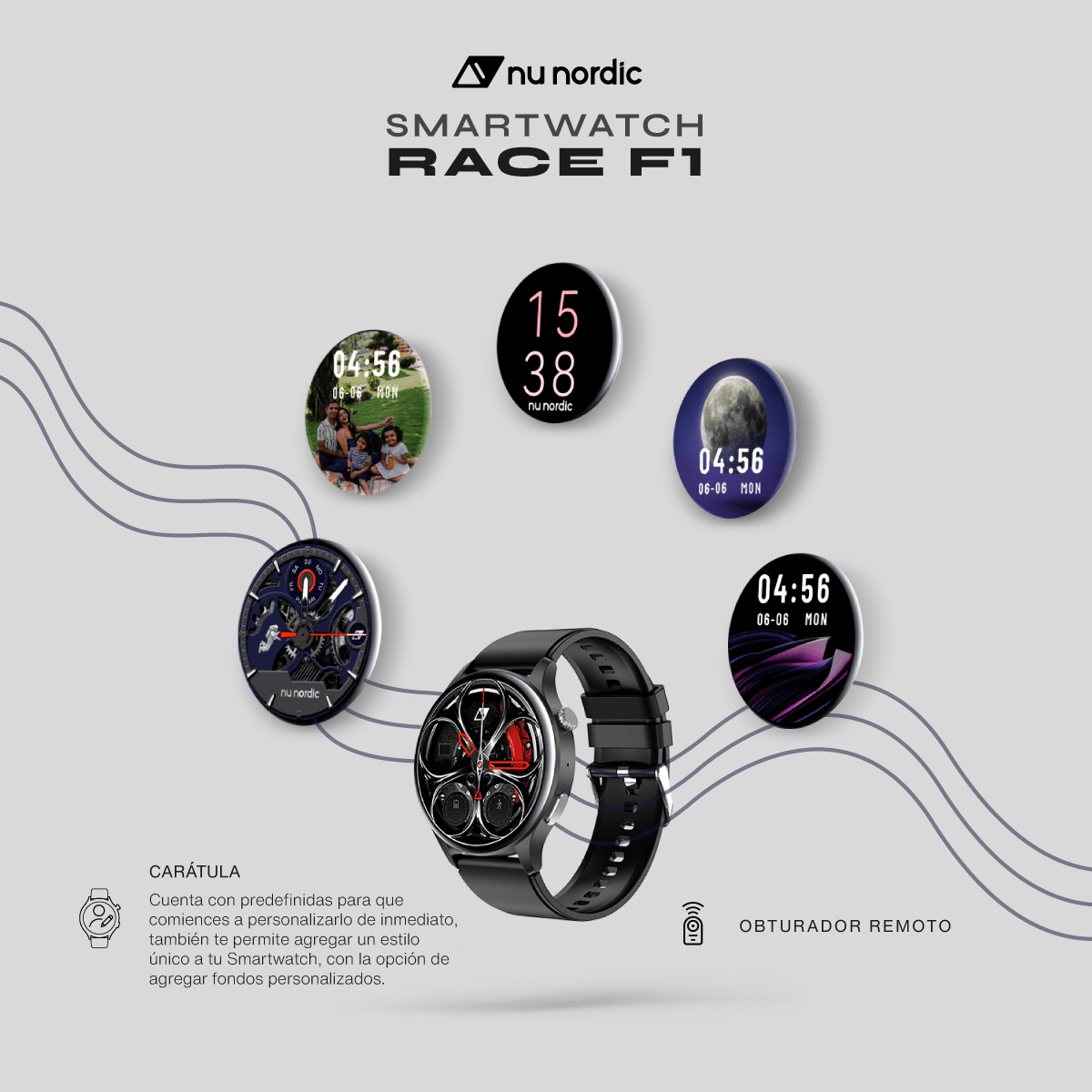 Smartwatch Reloj Deportivo Inteligente  NU NORDIC Race F1 Correa Silicon