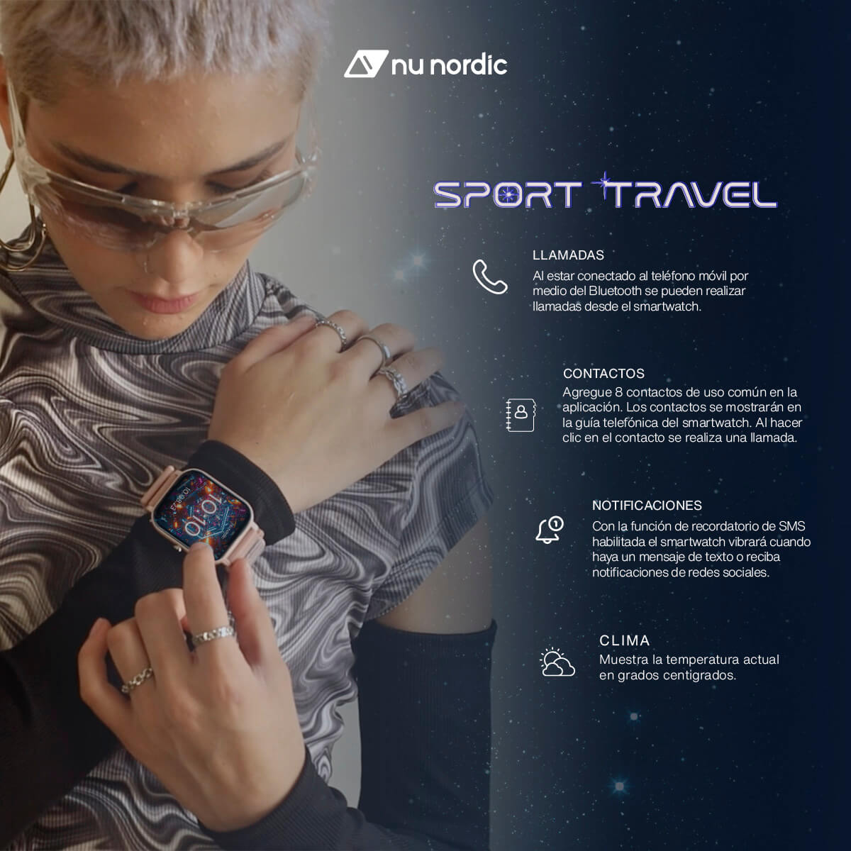Smartwatch Nu Nordic Sport Travel Bluetooth Llamadas Música