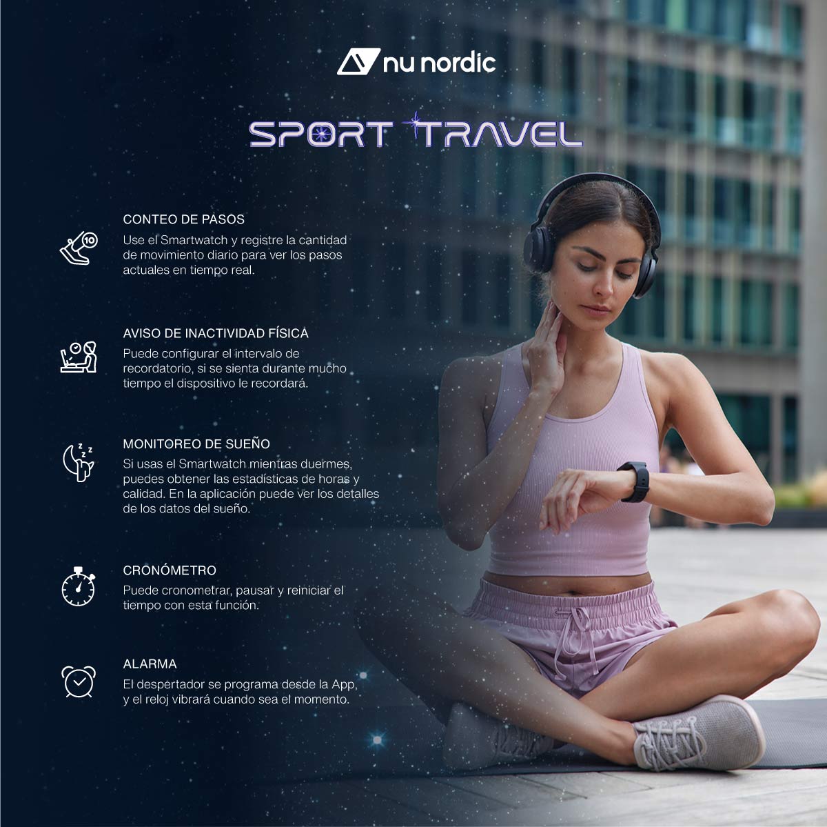 Smartwatch Nu Nordic Sport Travel Bluetooth Llamadas Música