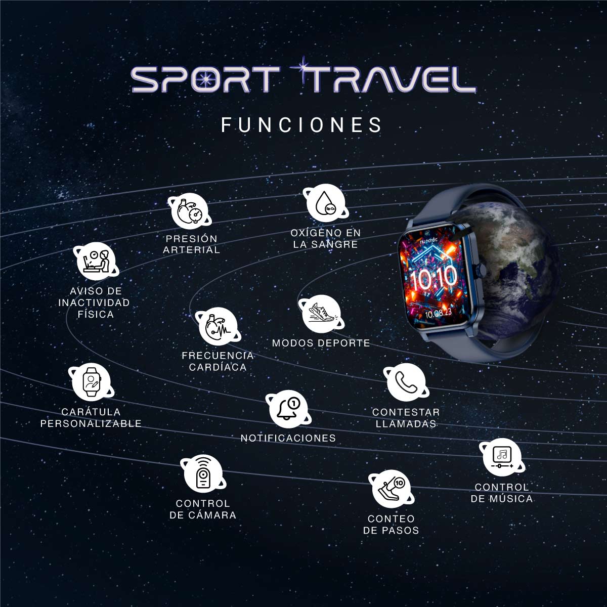Smartwatch Nu Nordic Sport Travel Bluetooth Llamadas Música