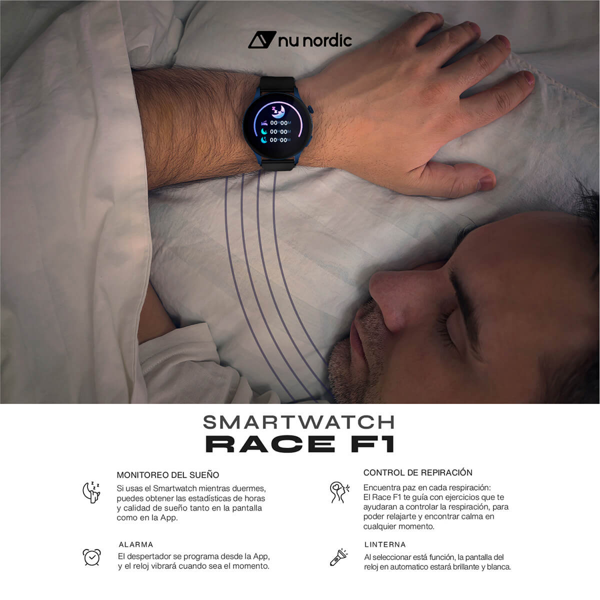 Smartwatch Reloj Deportivo Inteligente  NU NORDIC Race F1 Correa Silicon