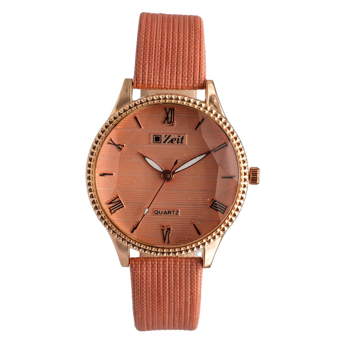 Reloj Análogo Zeit Dama Casual Tacto Piel Diseño en Bisel