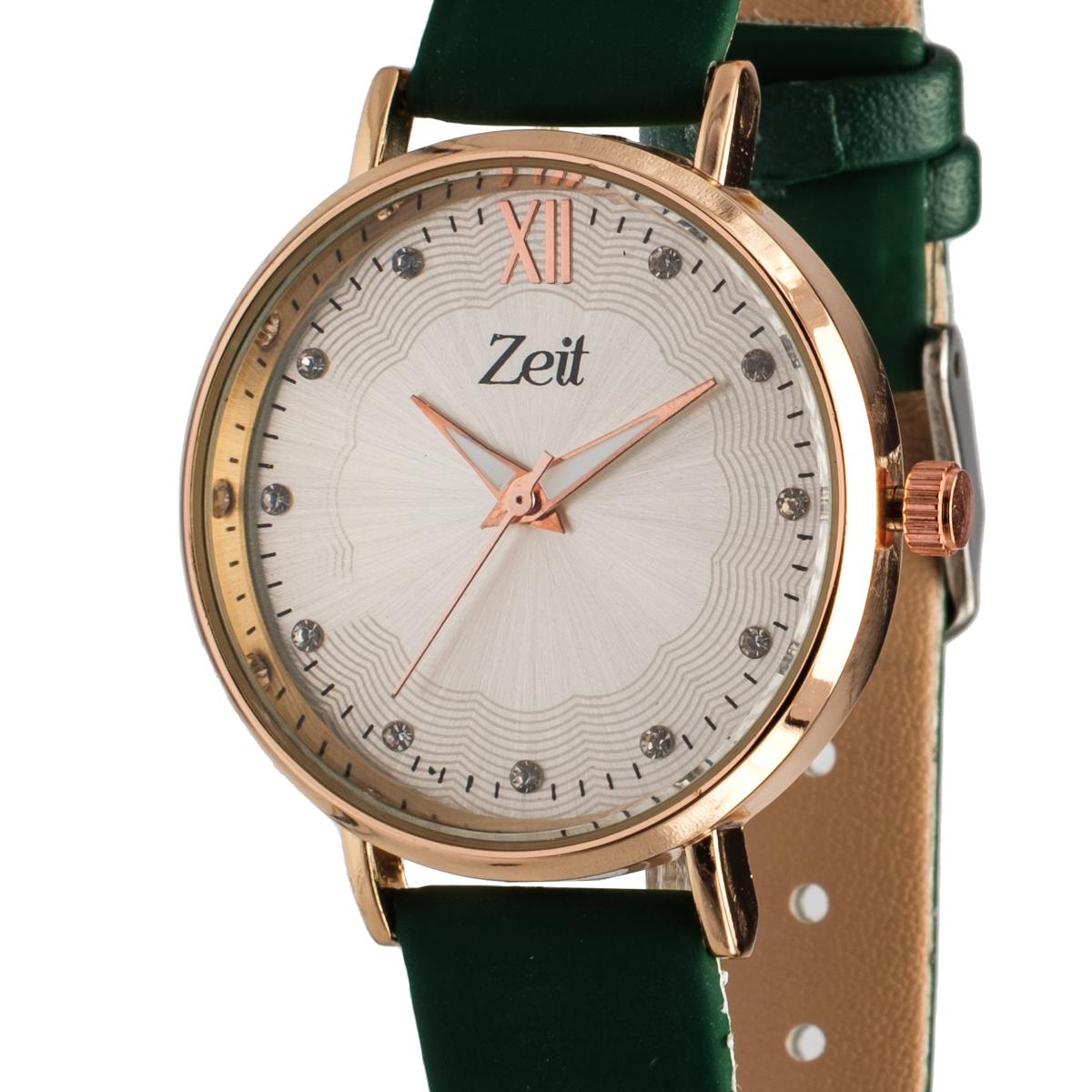 Reloj Análogo Zeit Dama Casual Tacto Piel Liso Pedrería
