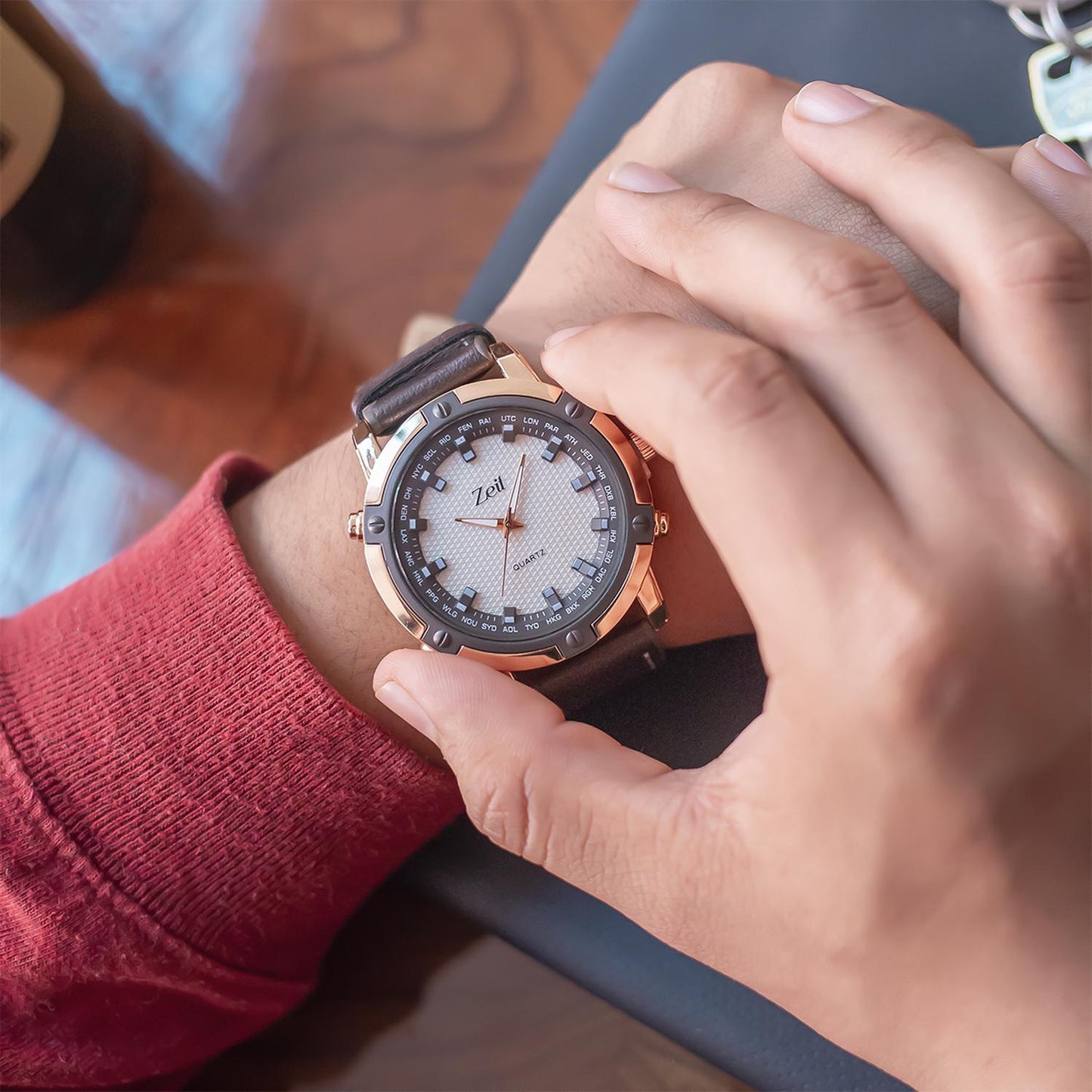 Reloj Análogo Zeit Casual Hombre Tacto Piel