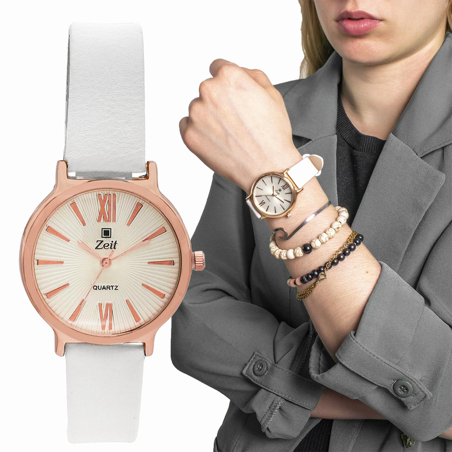Reloj Análogo Zeit Casual Mujer Tacto Piel Liso