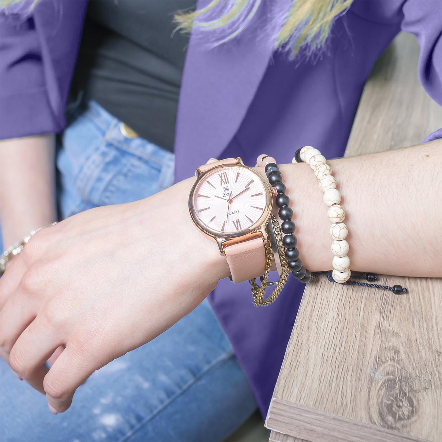 Reloj Análogo Zeit Casual Mujer Tacto Piel Liso