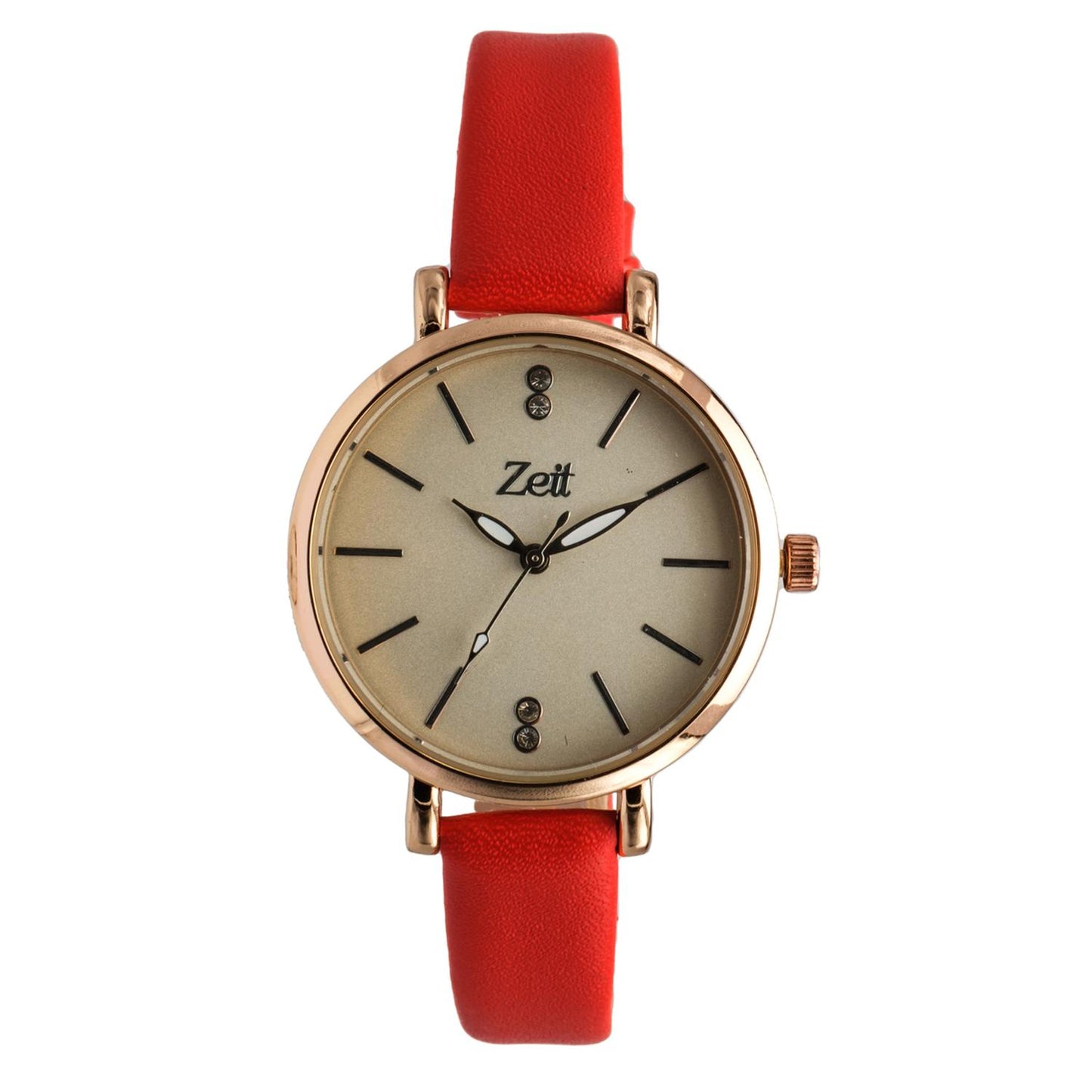 Reloj Análogo Zeit Casual Tacto Piel Pedrería Dama