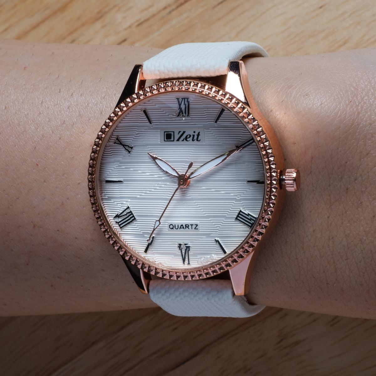 Reloj Análogo Zeit Dama Casual Tacto Piel Diseño en Bisel