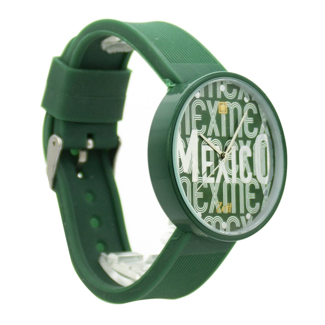 Reloj Zeit Hombre Silicon Verde Edición México con estuche incluido.