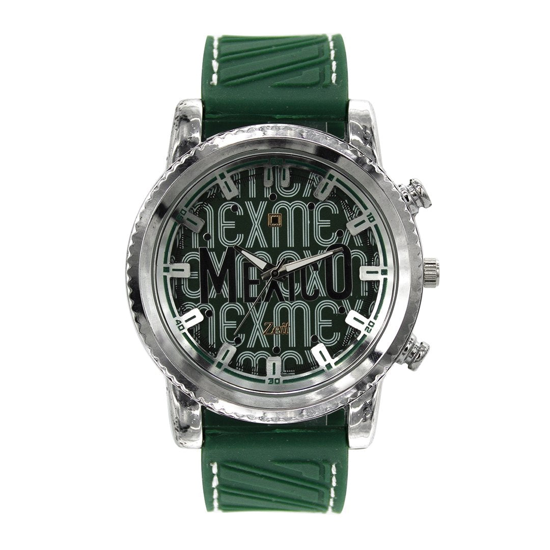 Reloj Zeit Hombre Caucho Verde México con estuche incluido.