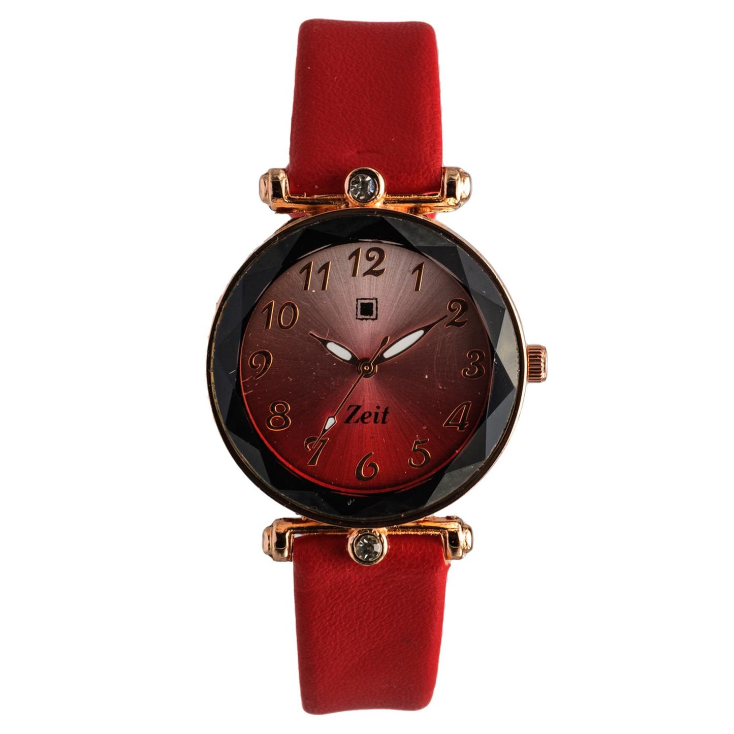 Reloj Análogo Zeit Tacto Piel Pedrería Dama