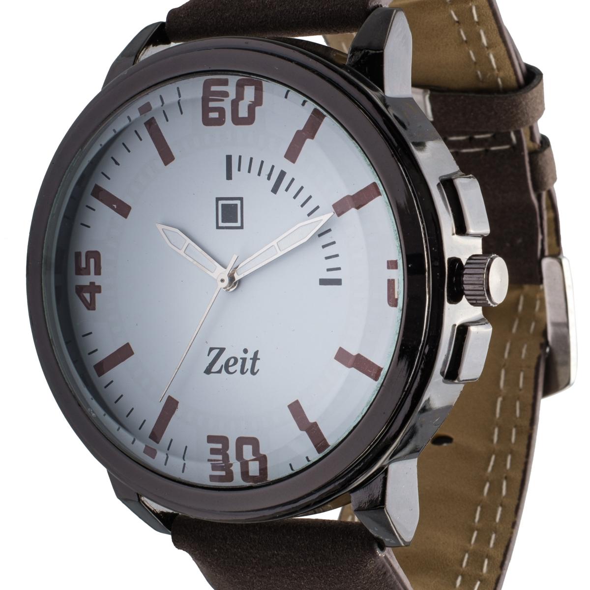 Reloj Análogo Zeit Caballero Fondo Liso Correa Tacto Piel