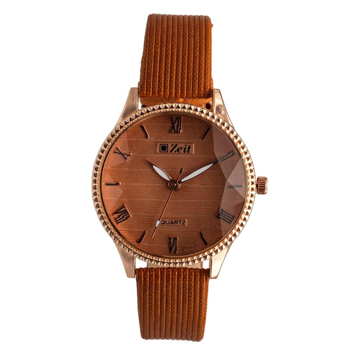 Reloj Análogo Zeit Dama Casual Tacto Piel Diseño en Bisel