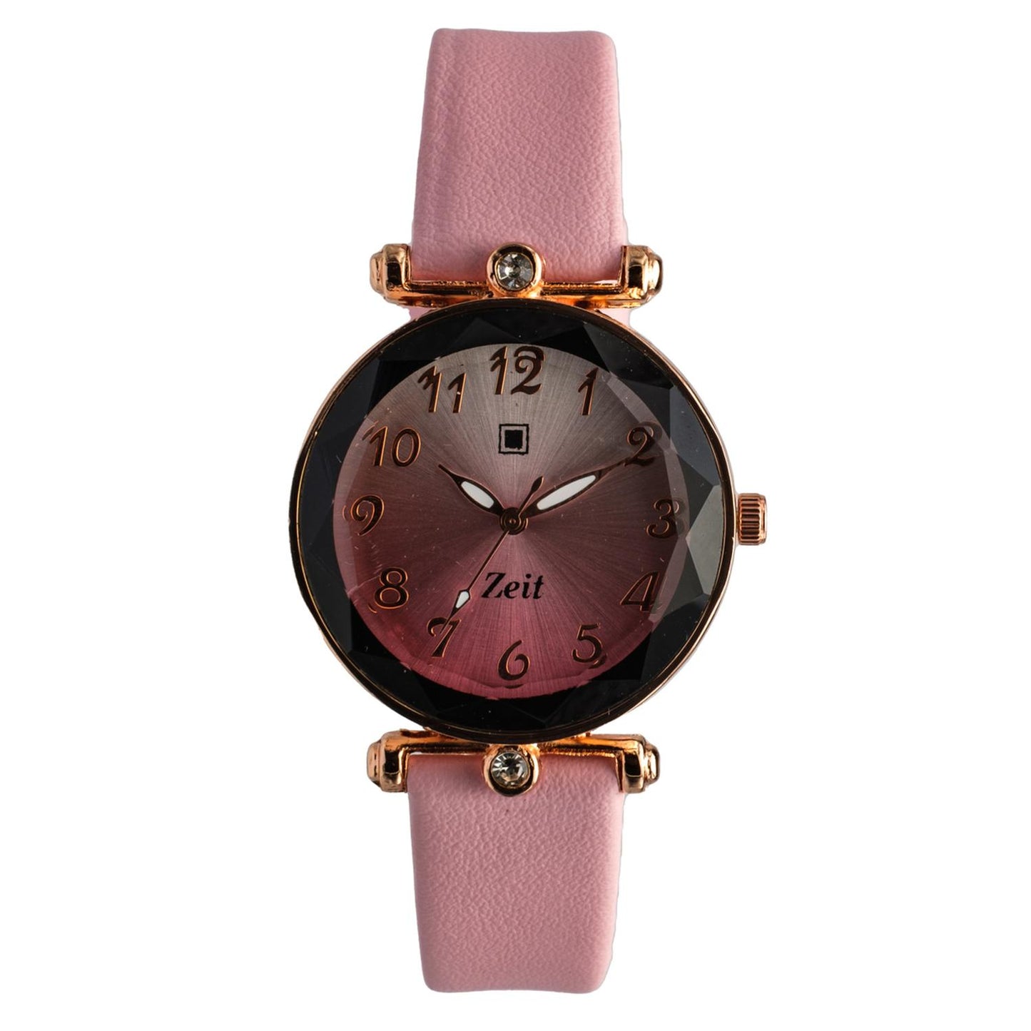 Reloj Análogo Zeit Tacto Piel Pedrería Dama