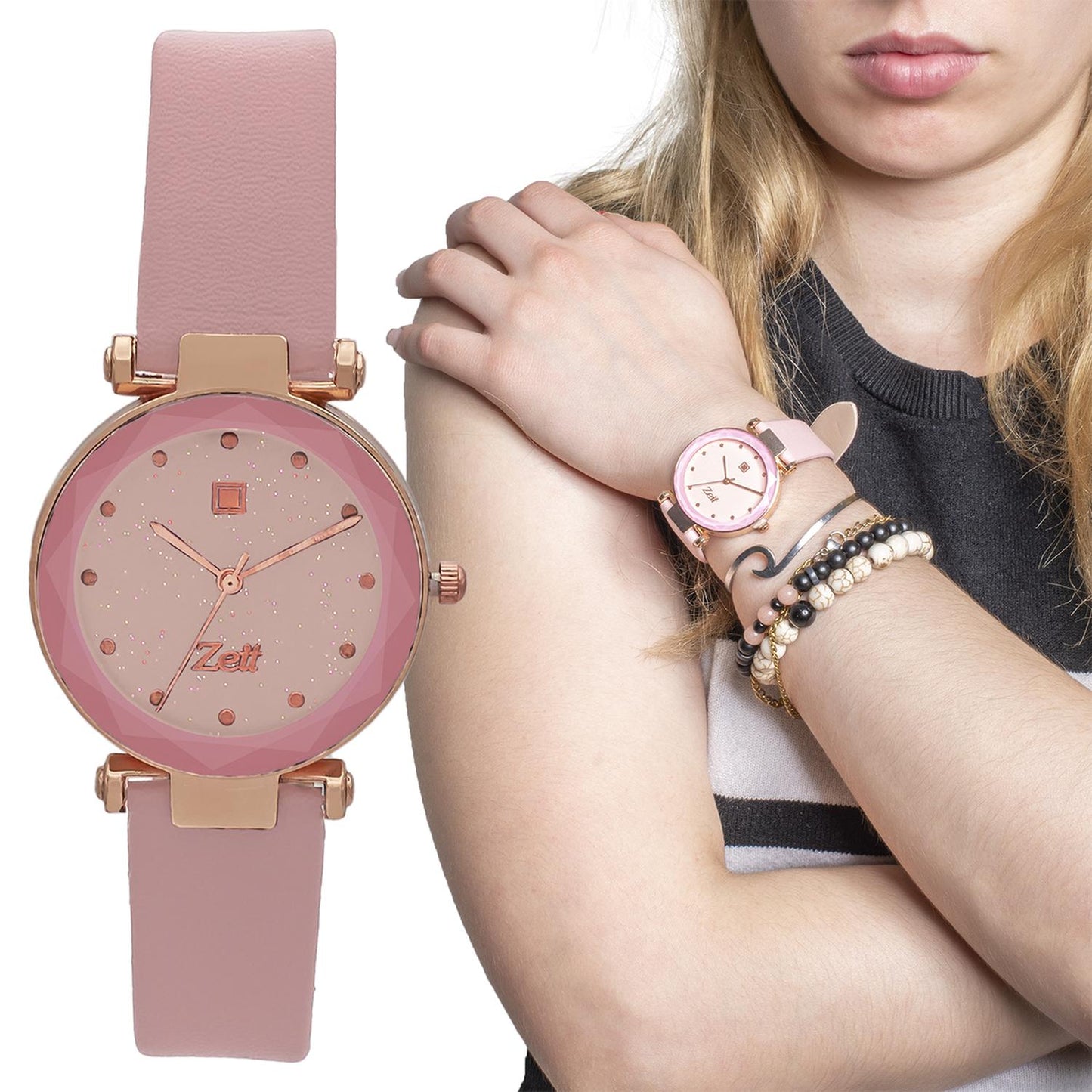 Reloj Análogo Zeit Casual Mujer Tacto Piel Brillantes