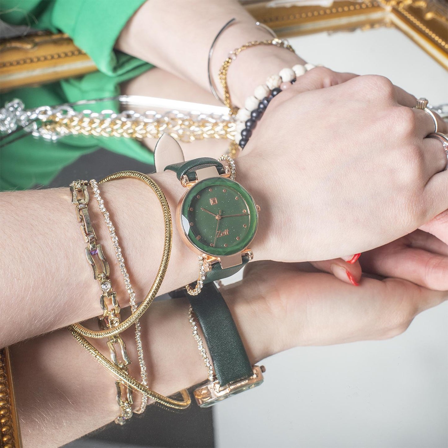 Reloj Análogo Zeit Casual Mujer Tacto Piel Brillantes