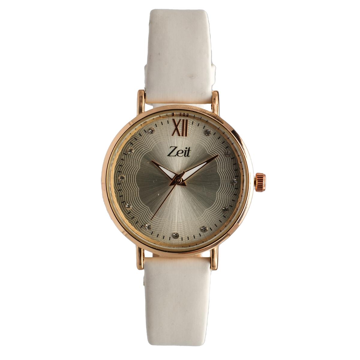 Reloj Análogo Zeit Dama Casual Tacto Piel Liso Pedrería