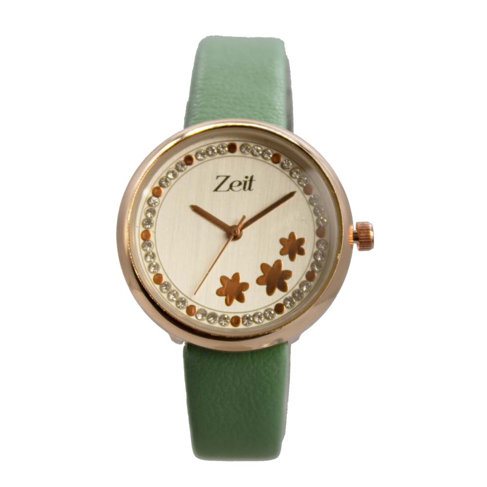 Reloj Zeit para Mujer flores y pedreria incustrada