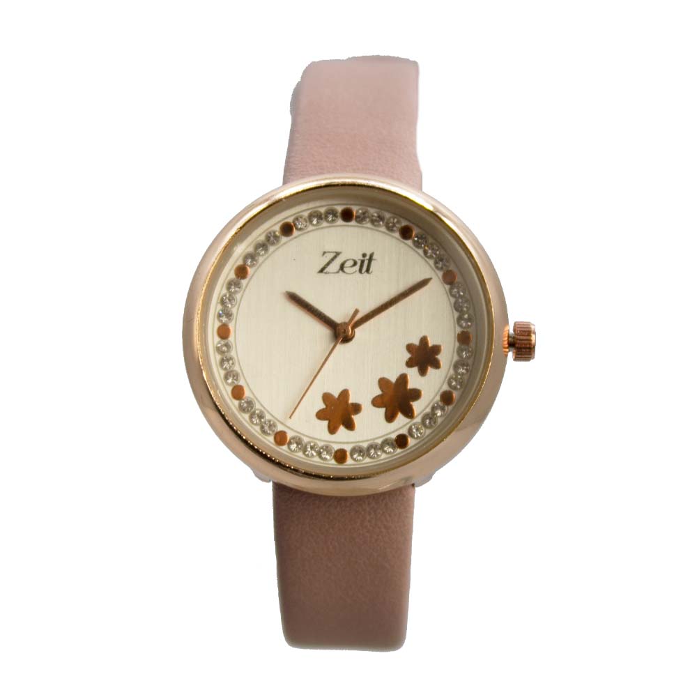 Reloj Zeit para Mujer flores y pedreria incustrada