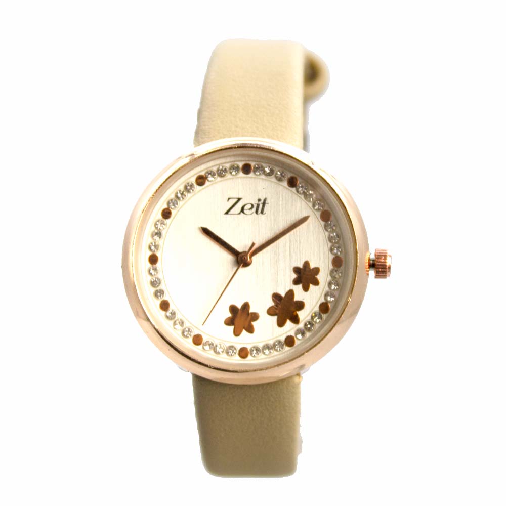 Reloj Zeit para Mujer flores y pedreria incustrada