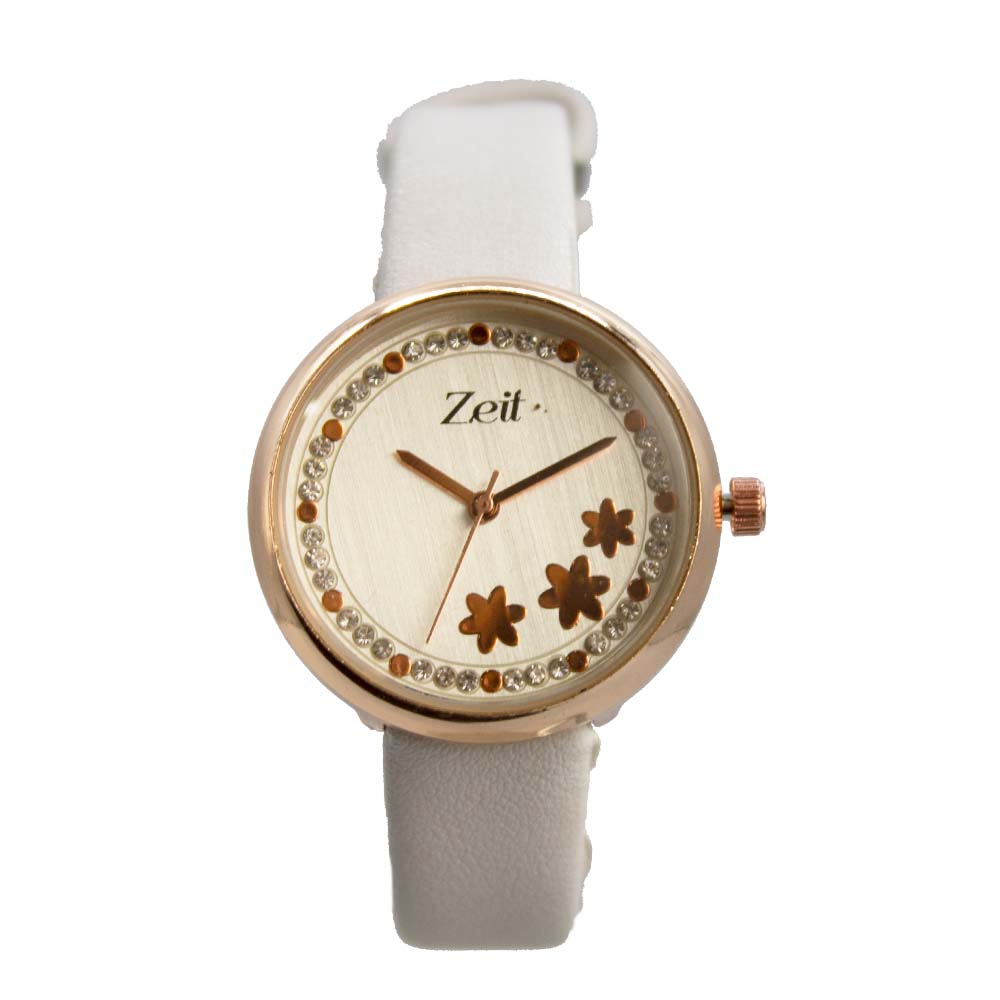 Reloj Zeit para Mujer flores y pedreria incustrada