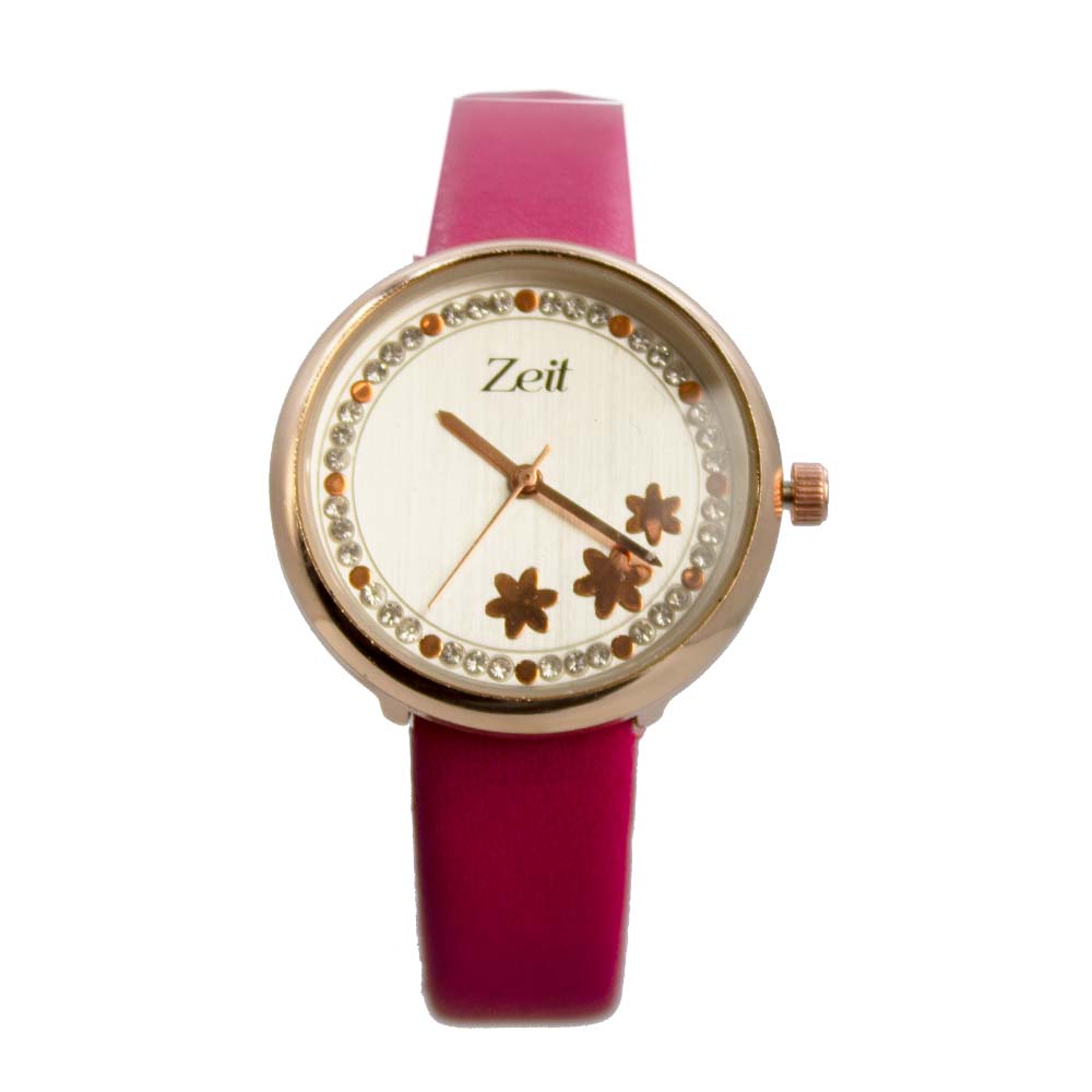 Reloj Zeit para Mujer flores y pedreria incustrada