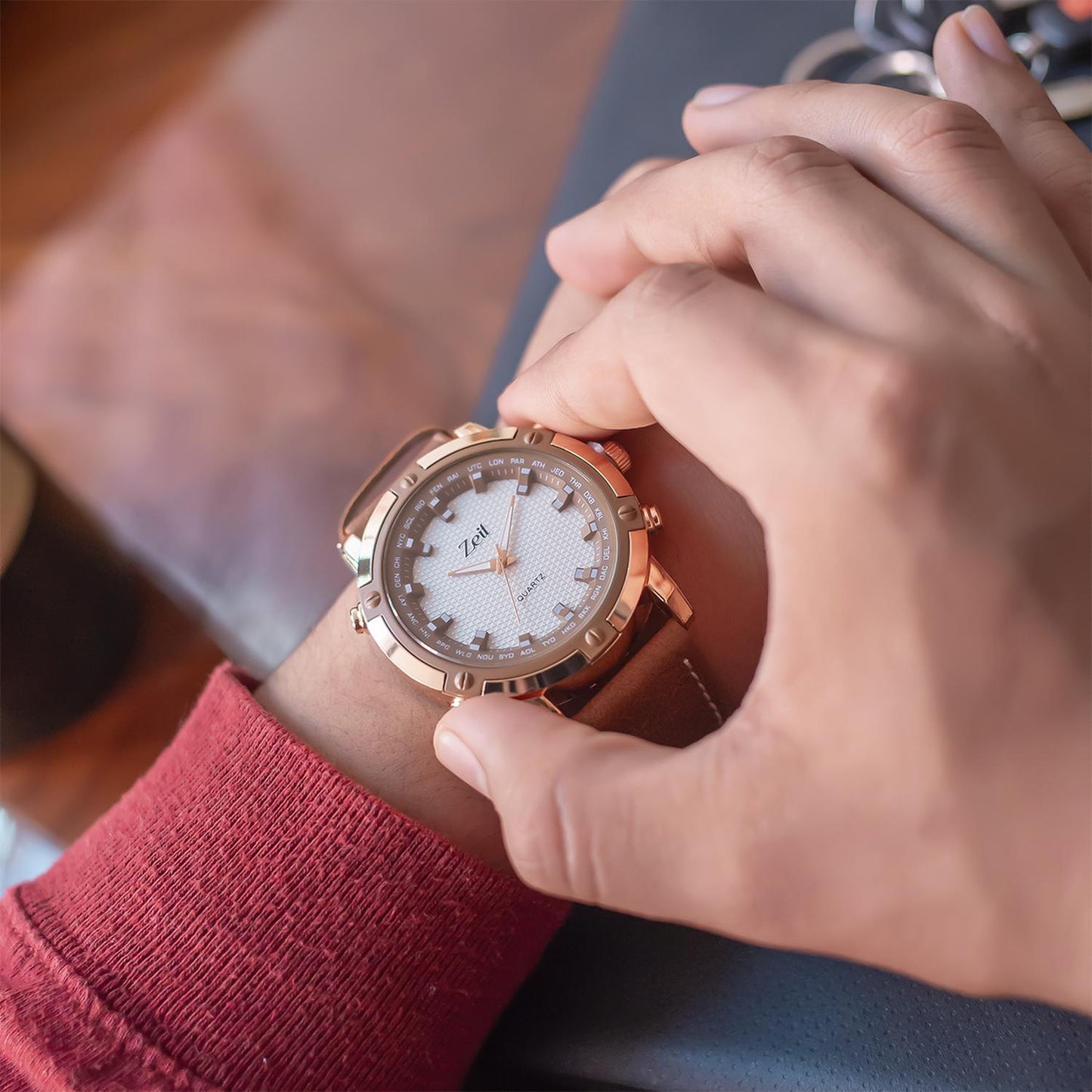 Reloj Análogo Zeit Casual Hombre Tacto Piel
