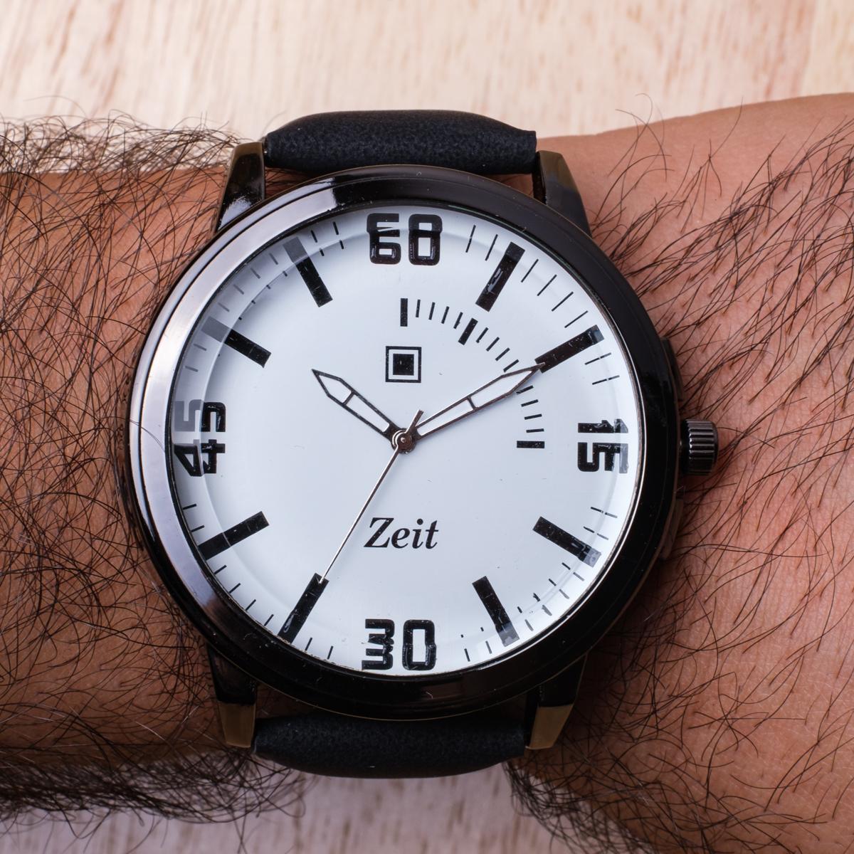 Reloj Análogo Zeit Caballero Fondo Liso Correa Tacto Piel