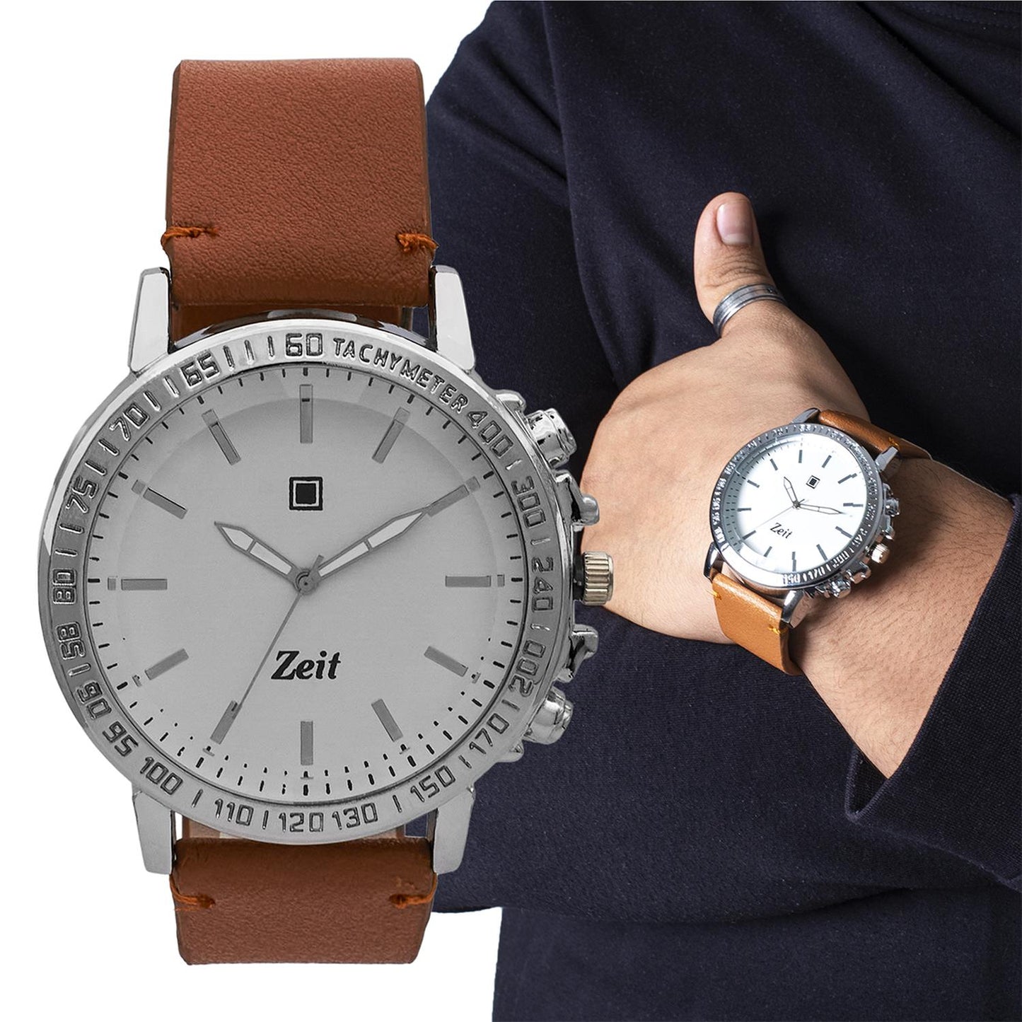 Reloj Análogo Zeit Casual Hombre Tacto Piel Liso
