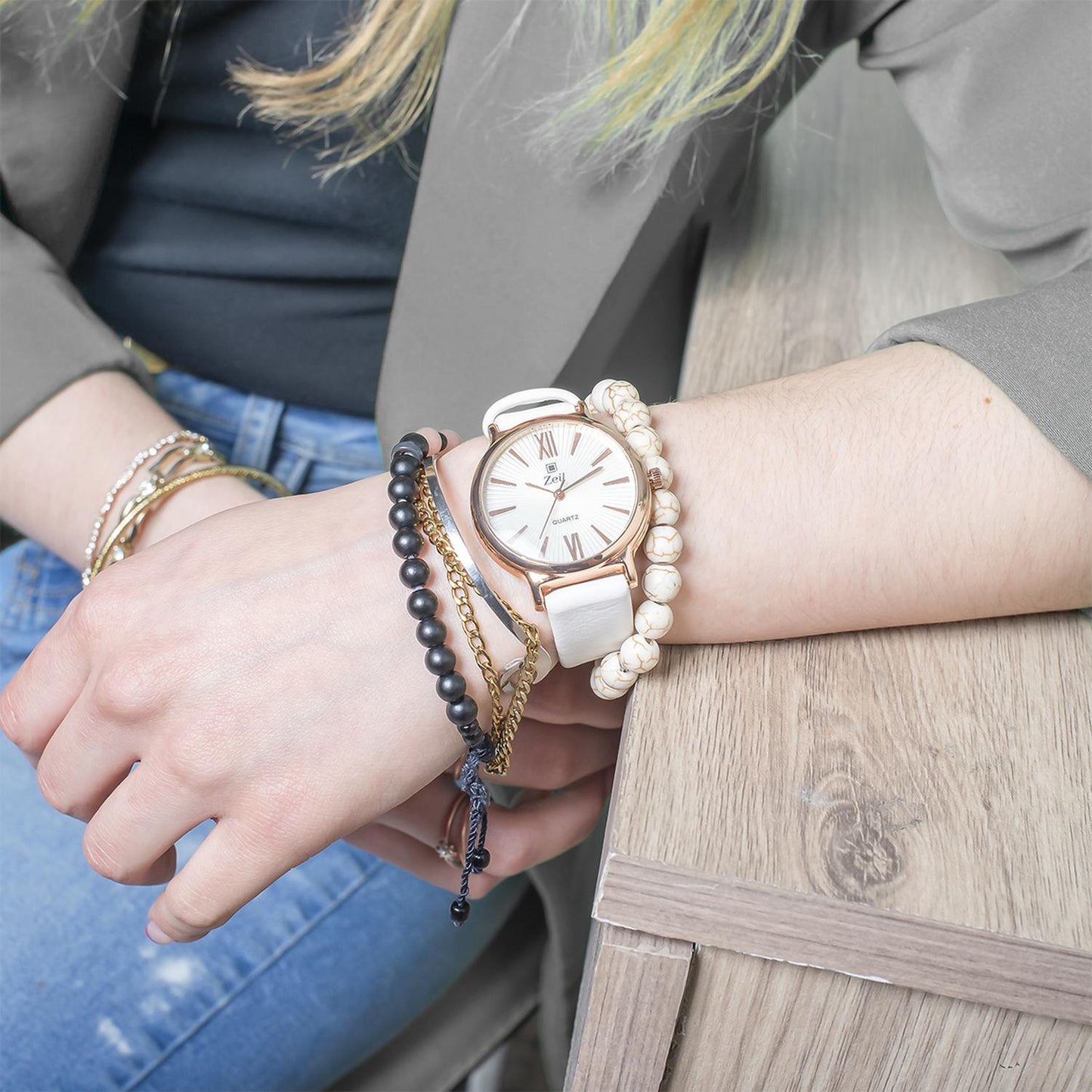 Reloj Análogo Zeit Casual Mujer Tacto Piel Liso