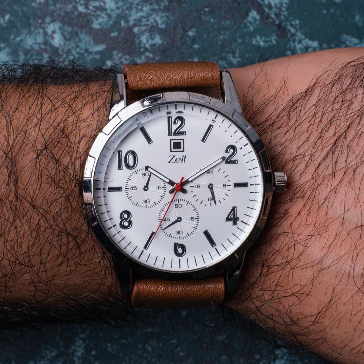 Reloj Análogo Zeit Caballero Casual Tacto Piel Simuladores