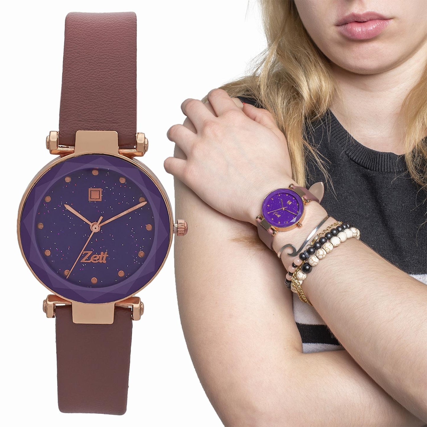 Reloj Análogo Zeit Casual Mujer Tacto Piel Brillantes