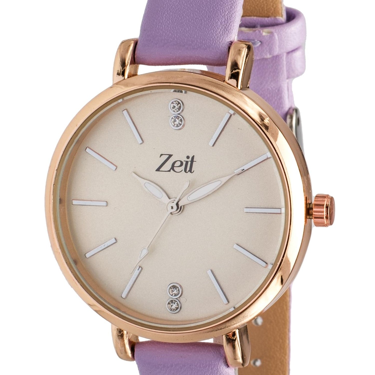 Reloj Análogo Zeit Casual Tacto Piel Pedrería Dama