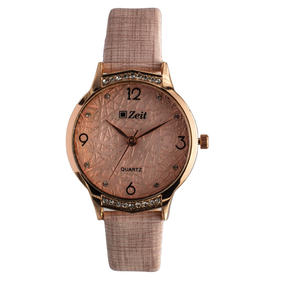 Reloj Análogo Zeit Textura Casual Dama Correa De Tacto Piel