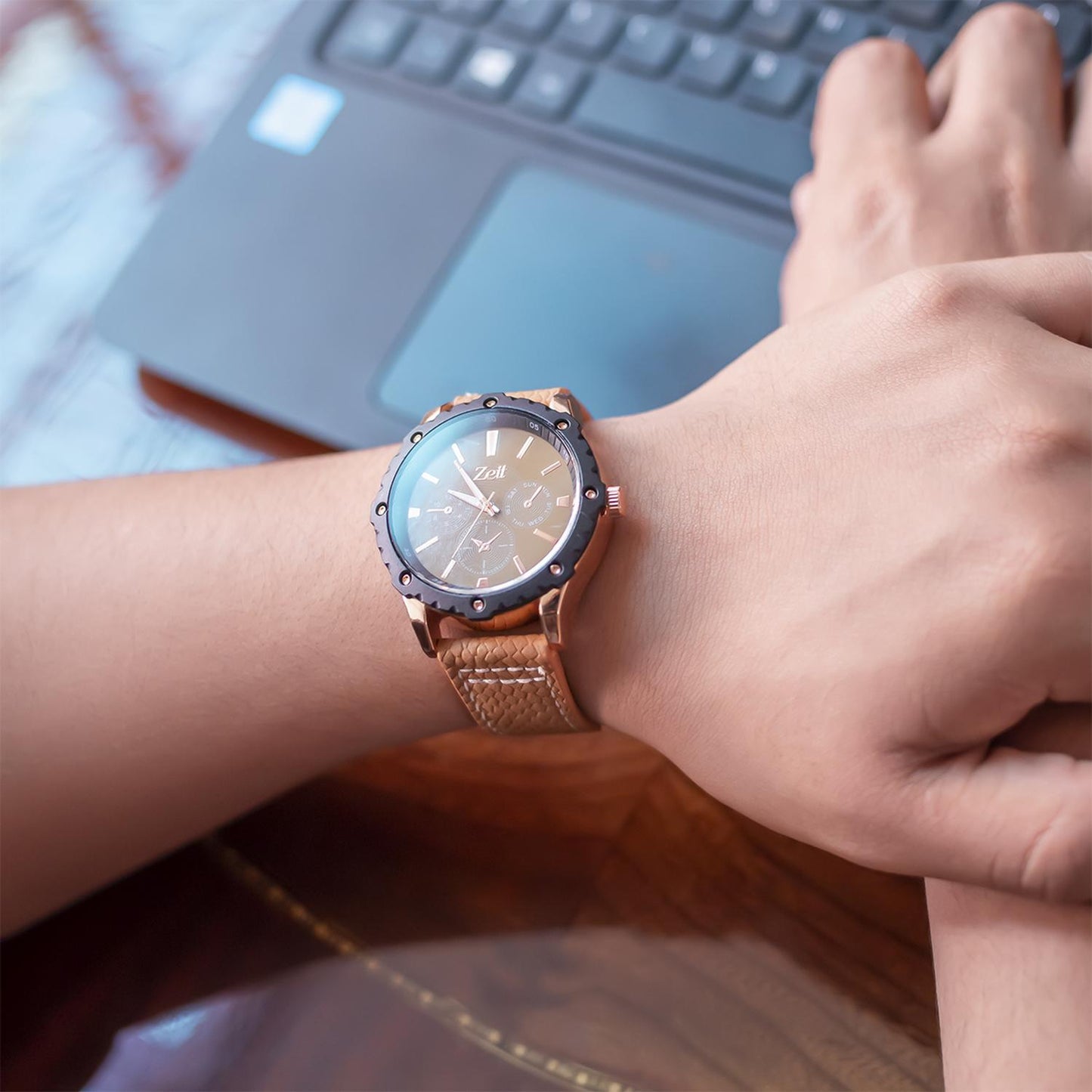 Reloj Análogo Zeit Casual Hombre Tacto Piel