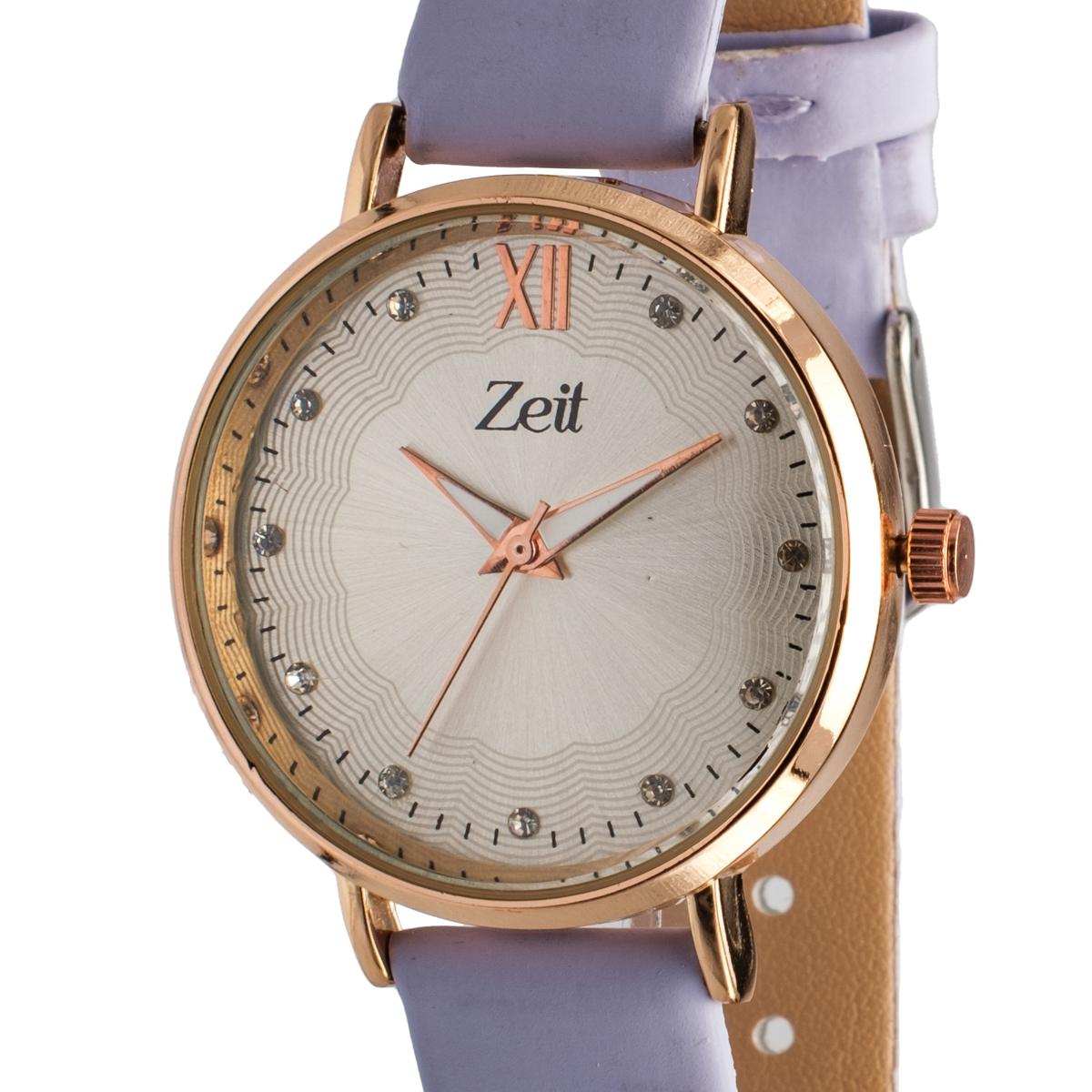 Reloj Análogo Zeit Dama Casual Tacto Piel Liso Pedrería