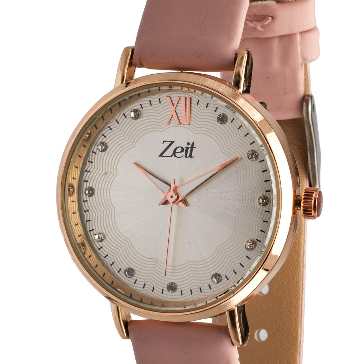 Reloj Análogo Zeit Dama Casual Tacto Piel Liso Pedrería