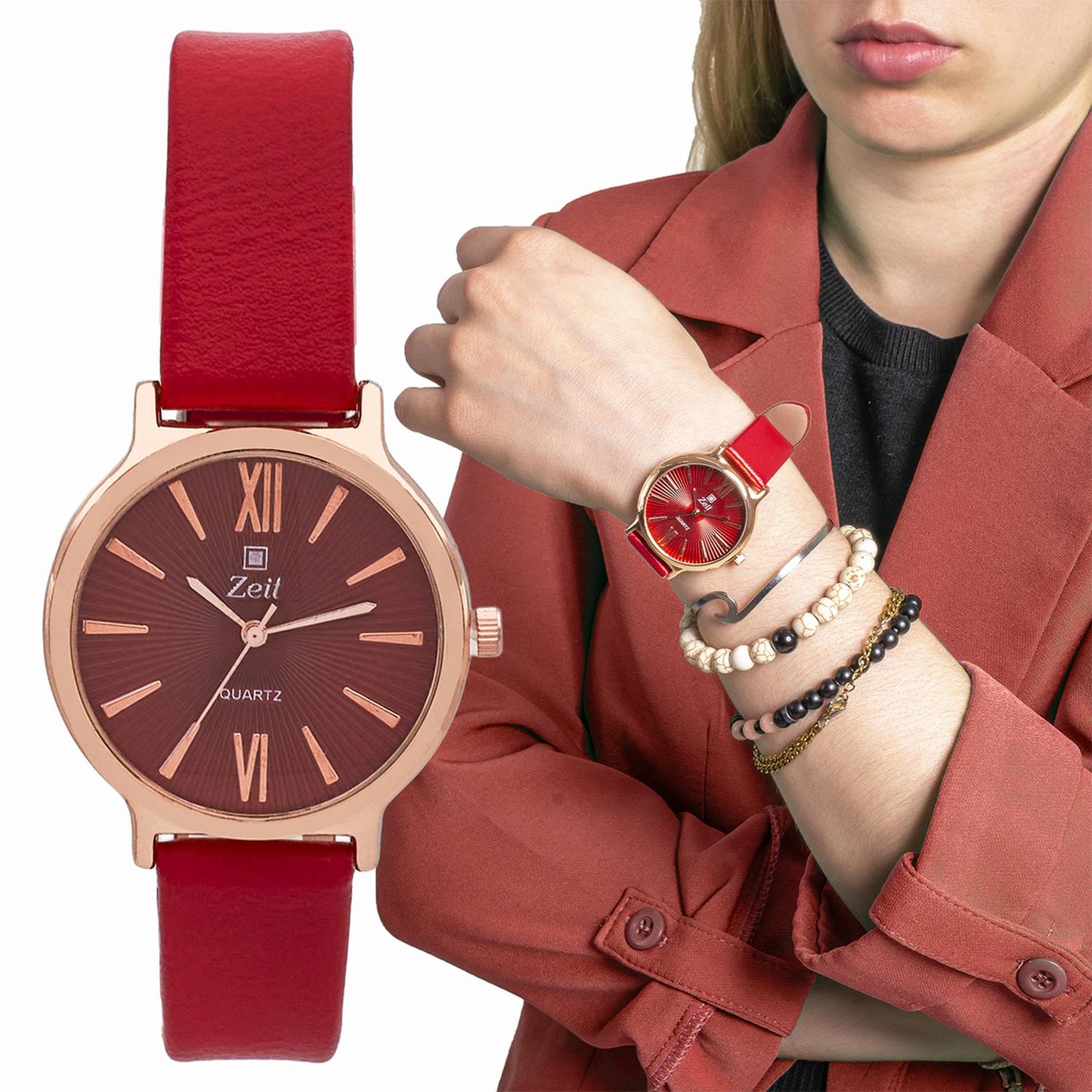 Reloj Análogo Zeit Casual Mujer Tacto Piel Liso