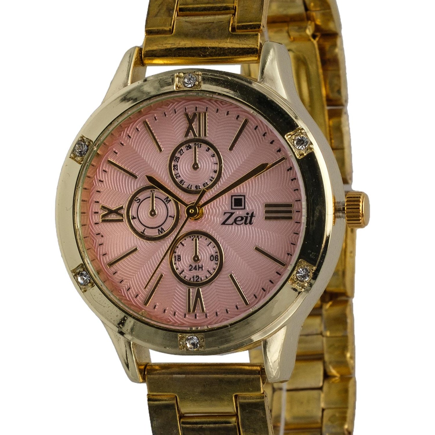 Reloj Análogo Zeit Dama Casual correa Metal Bisel Pedrería