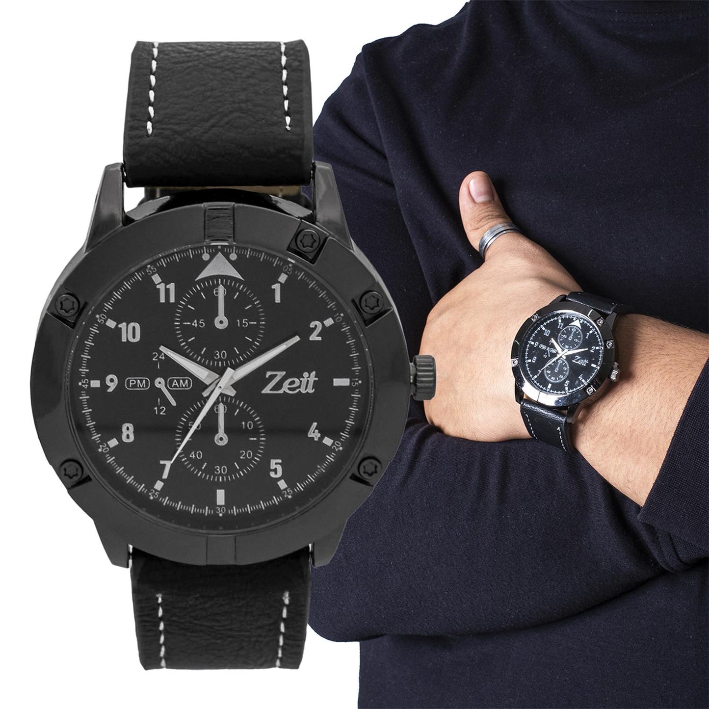 Reloj Análogo Zeit Casual Hombre Extensible Tacto Piel