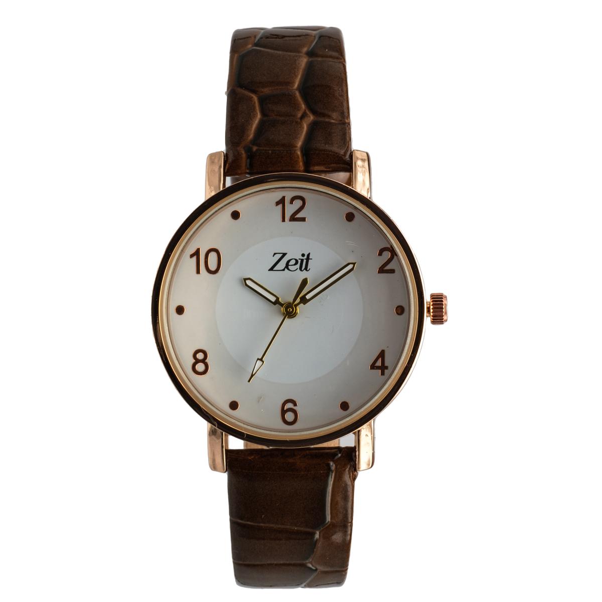 Reloj Análogo Zeit Dama Tacto Piel Textura Fondo Liso