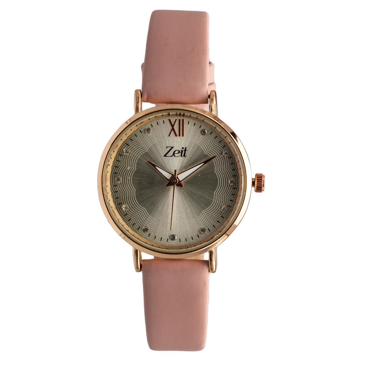 Reloj Análogo Zeit Dama Casual Tacto Piel Liso Pedrería