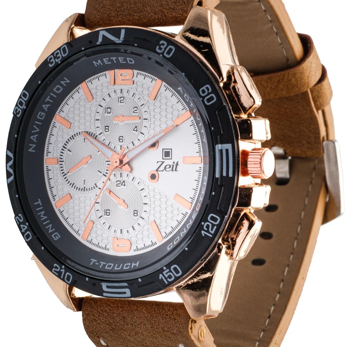 Reloj Análogo Zeit Caballero Correa De Tacto Piel Casual