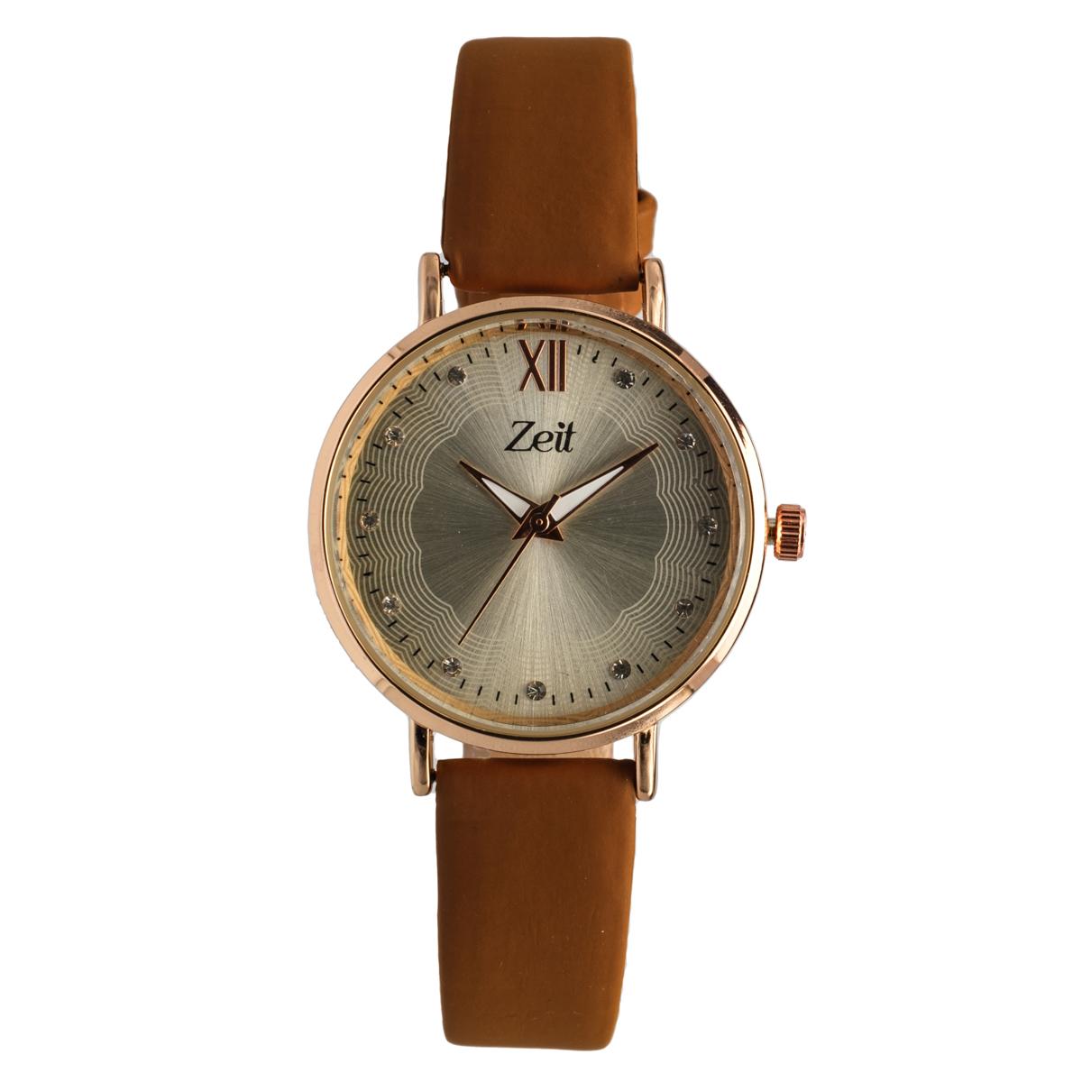 Reloj Análogo Zeit Dama Casual Tacto Piel Liso Pedrería