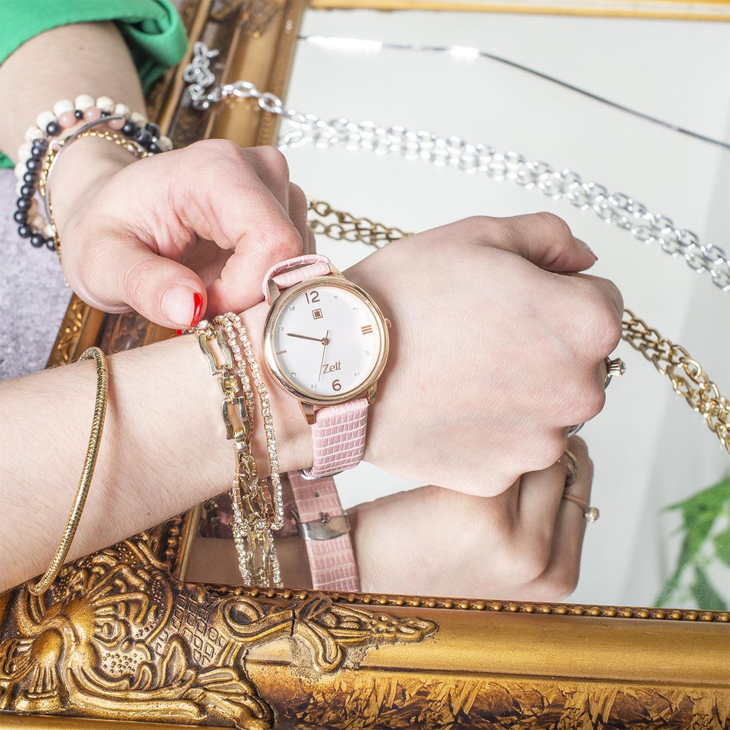 Reloj Análogo Zeit Casual Mujer Tacto Piel Textura