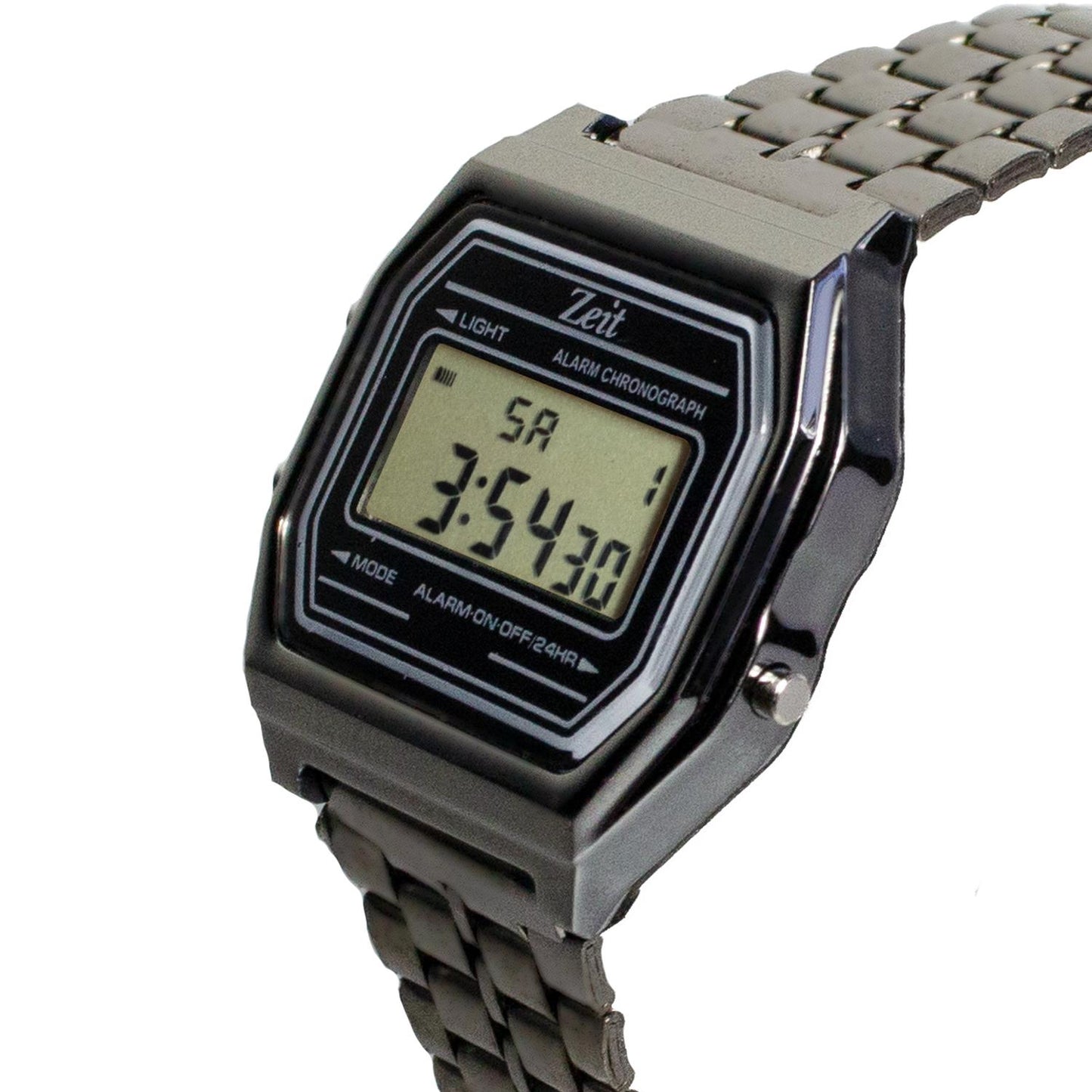 Reloj Digital Zeit Unisex Luz Alarma Cronómetro Plata Obscuro