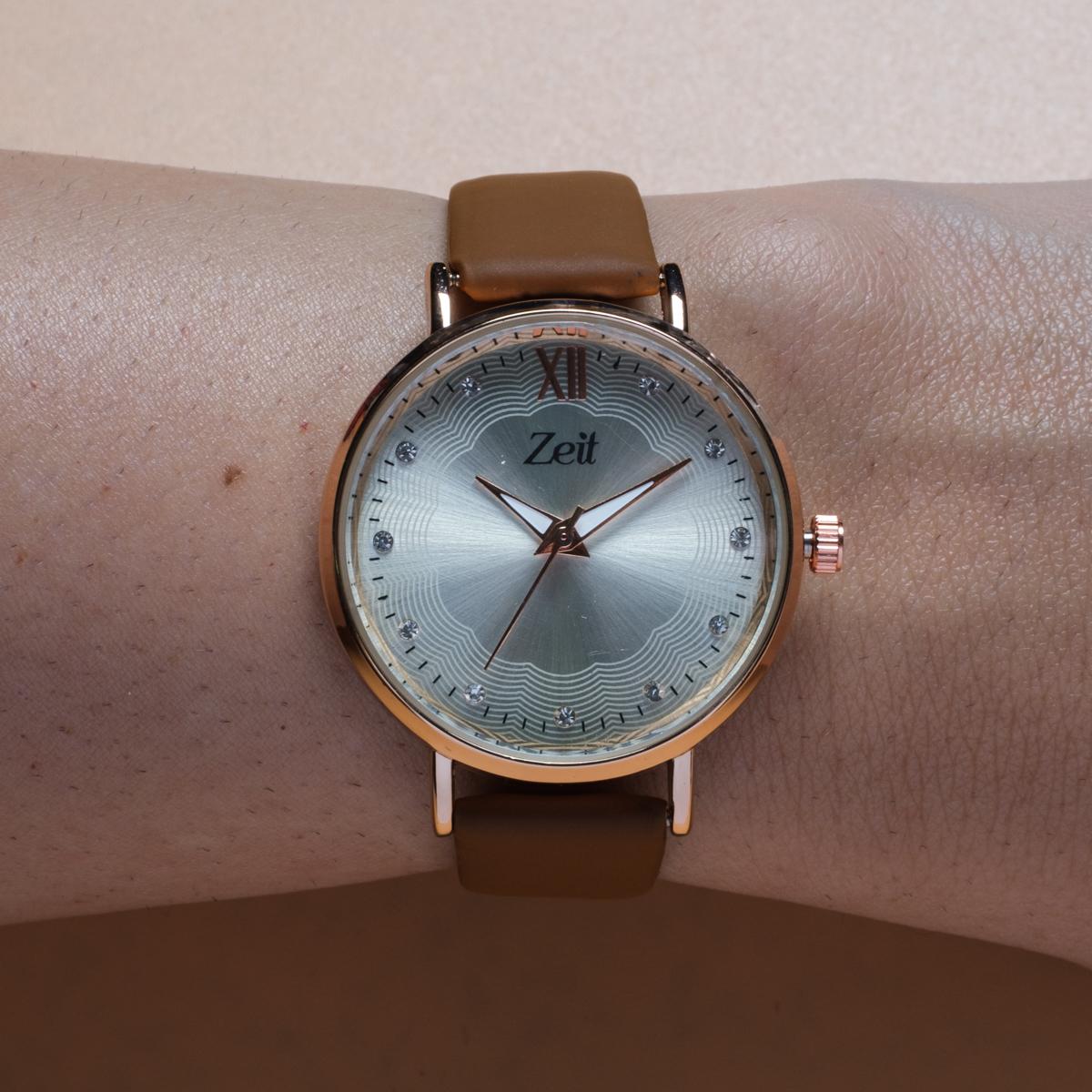 Reloj Análogo Zeit Dama Casual Tacto Piel Liso Pedrería