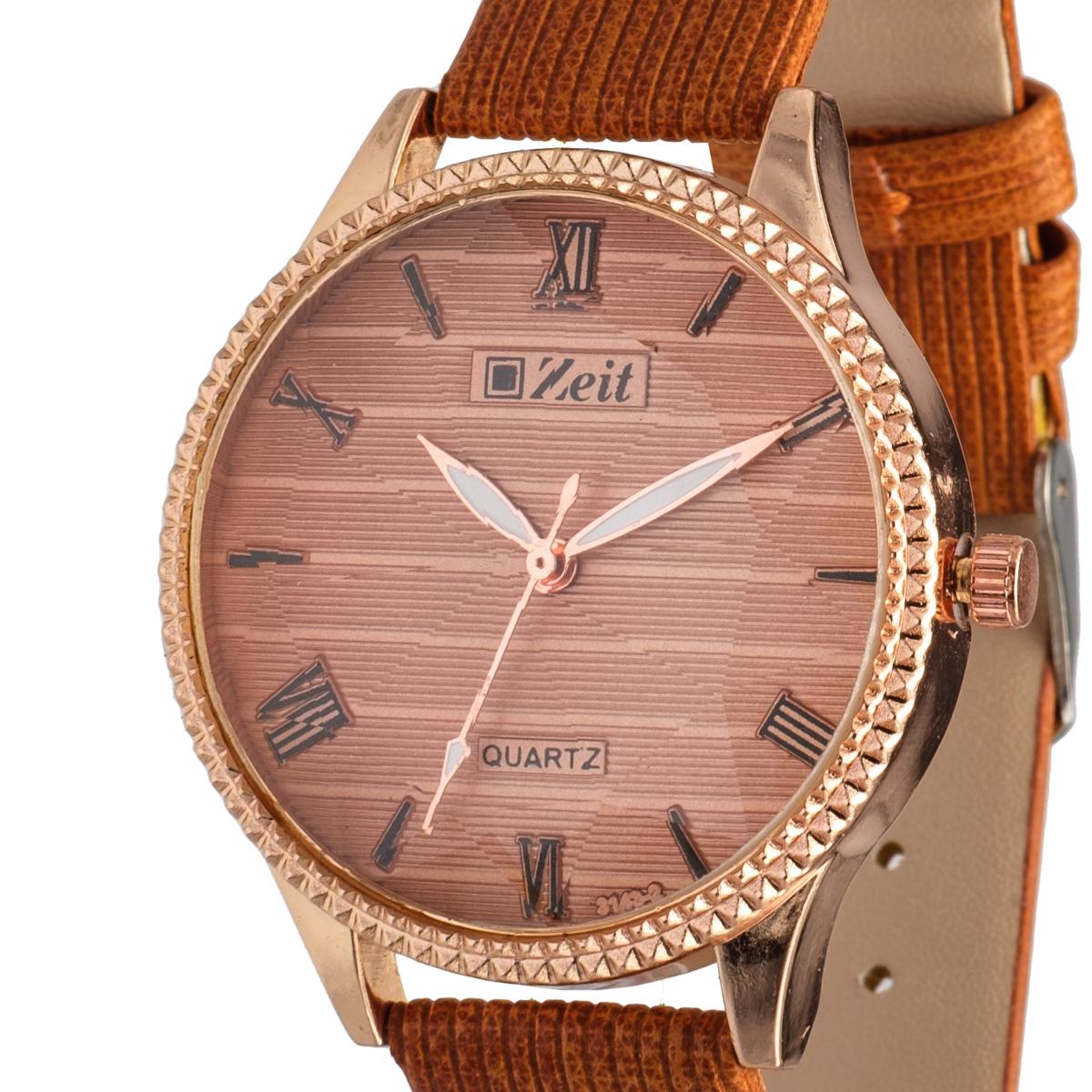 Reloj Análogo Zeit Dama Casual Tacto Piel Diseño en Bisel