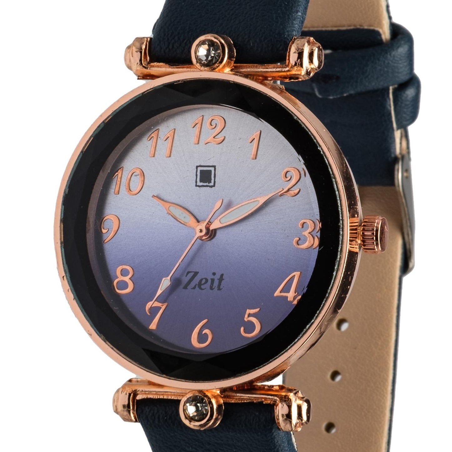Reloj Análogo Zeit Tacto Piel Pedrería Dama