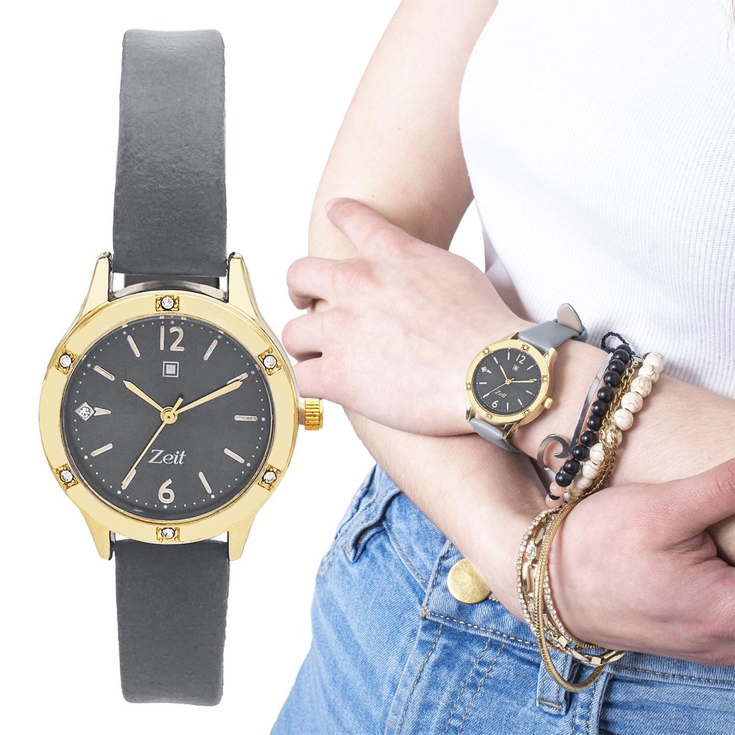 Reloj Análogo Zeit Casual Mujer Tacto Piel